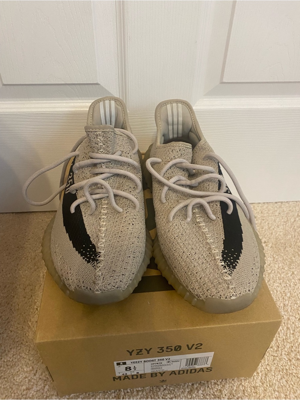 adidas Men’s Yeezy-style Knit Sneakers in Taupe with Black Accent